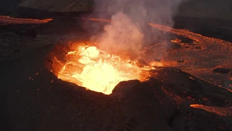 Aerial view of Epic Volcanic Eruption Stock Footage 280485408