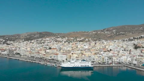 Aerial view of Ermoupoli Stock Footage 130250532