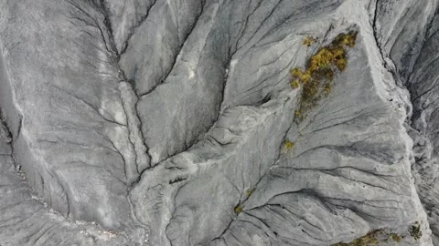 Aerial View of Eroded Stone Forest Landscape with Rock Formations and Sparse Stock Footage 347052033