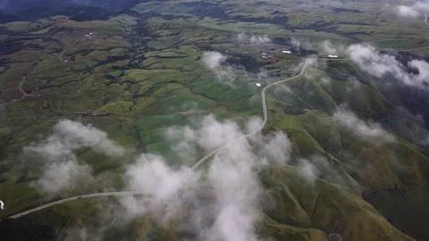 The aerial view of erupting Mt. Aso in Kagoshima, Japan, October 2019. Stock Footage 117280945
