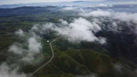 The aerial view of erupting Mt. Aso in Kagoshima, Japan, October 2019. Stock Footage 117281053