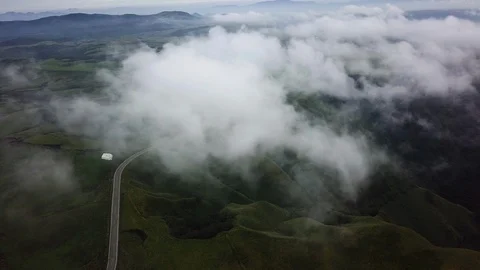 The aerial view of erupting Mt. Aso in Kagoshima, Japan, October 2019. Stock Footage 117281151