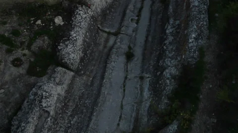 Aerial View: Eski-Kermen cave city, near Bakhchisaray, Crimea. Stock Footage 36615711