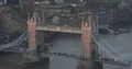 Aerial View Establishing Shot of London People and Cars Traffic on Tower Bridge 4k or 4k+ Resolution