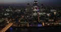 Aerial View Establishing Shot London City Skyline Office Skyscrapers Dusk Night 4k or 4k+ Resolution