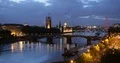 Aerial View Establishing Shot of London City Skyline with Cars Traffic Jam Dusk 4k or 4k+ Resolution