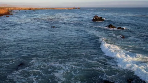 Aerial view of Estero Bluffs State Park West Coast California Stock Footage 312114272