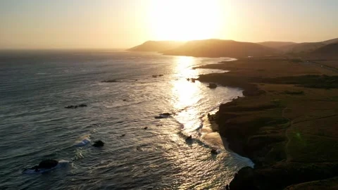 Aerial view of Estero Bluffs State Park West Coast California Видео 312114374