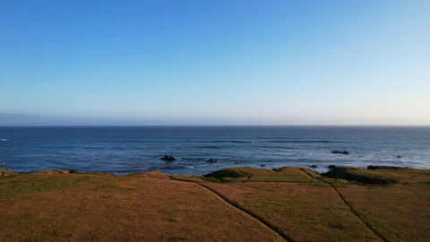 Aerial view of Estero Bluffs State Park West Coast California Stock Footage 312114745