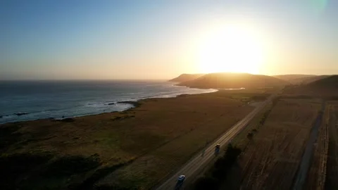 Aerial view of Estero Bluffs State Park West Coast California Stock Footage 312115025
