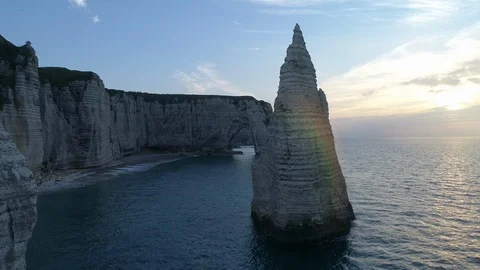 Aerial view of Etretat Stock Footage 96760705