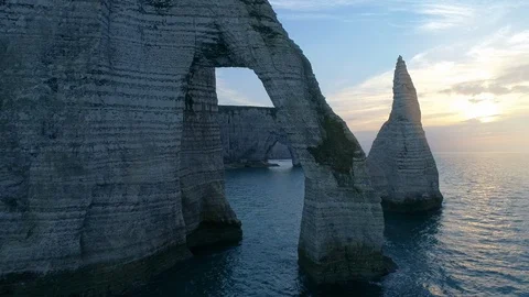 Aerial view of Etretat Stock Footage 96760733