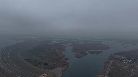 Aerial View of Euphrates Dam in Tabqa After Syrian Army Seizes Control Stock Footage 327077512