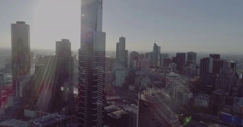 Aerial view of Eureka Tower. Melbourne Australia. Stock Footage 78456644