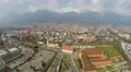 Aerial view of European city with developed infrastructure, industrial district 4k or 4k+ Resolution