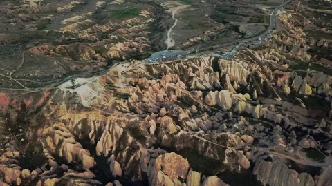 Aerial view of evening in cappadocia Stock Footage 122685687