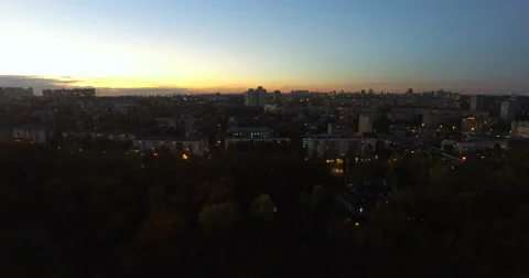 Aerial view of evening city Stock Footage 61864992