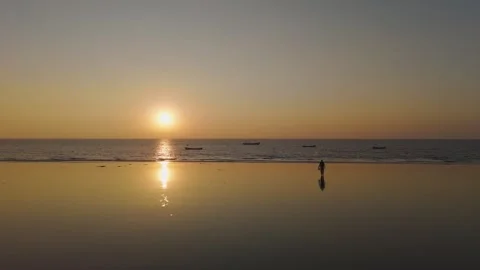 Aerial view of evening view at the beach. Stock Footage 258468924