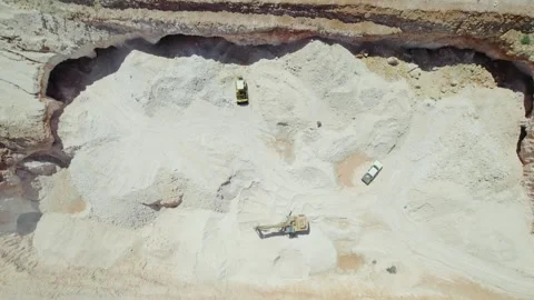 Aerial view of an Excavator Digging in Surface Open Pit Mine, Mining Industry. Stock Footage 312736575