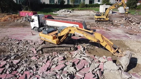 Aerial view of excavator Vídeo Stock 138592145