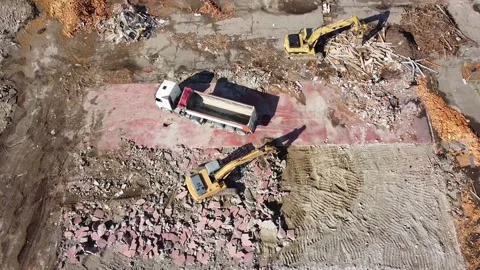 Aerial view of excavator Stock-Footage 138595765