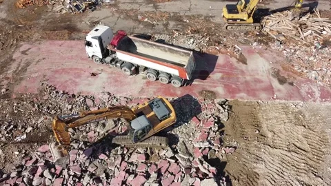 Aerial view of excavator Video stock 138596211