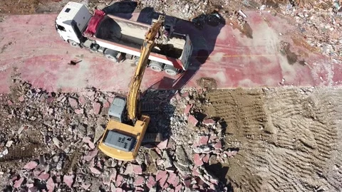 Aerial view of excavator Vídeo Stock 138596294