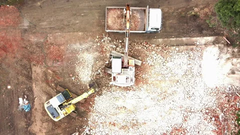 Aerial view of excavator Vídeos de archivo 154605045