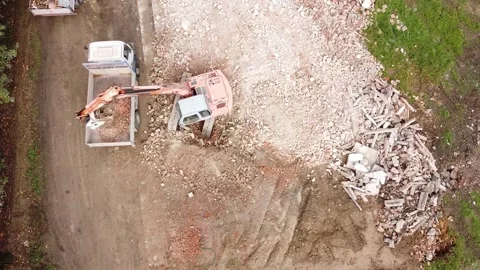 Aerial view of excavator Stock Footage 154646379