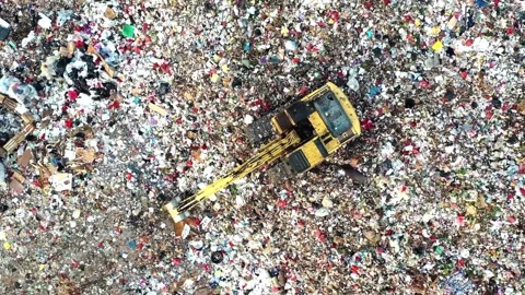 Aerial view of excavator trash Stock Footage 276900985
