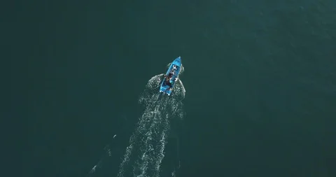 Aerial view of excursion boat Stock Footage 129895020