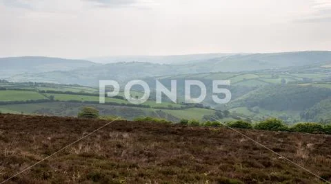Aerial view of Exmoor National Park with highest point Dunkery Beacon Stock Photos