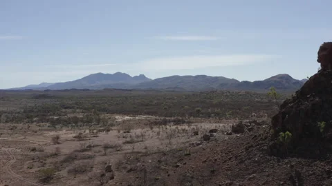 Aerial view of expansive valley and old rock walls Stock Footage 190995962