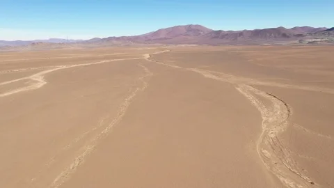 Aerial view exploring Atacama Desert ground, an infinite arid landscape Video stock 112606539