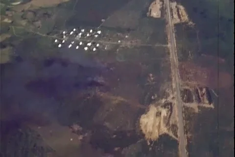 Aerial view of explosions in enemy positions - 1972 Stock Footage 106060671