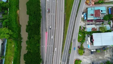 Aerial view. Expressway interchanges in the city. 動画素材 81894059
