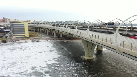 Aerial view of the expressway in winter Stock Footage 124844121