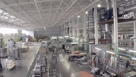 Aerial view of factory. Industrial factory floor Stock Footage