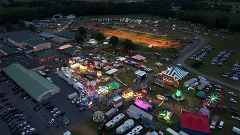 Aerial view of fair at night time. Stock Footage 342698150