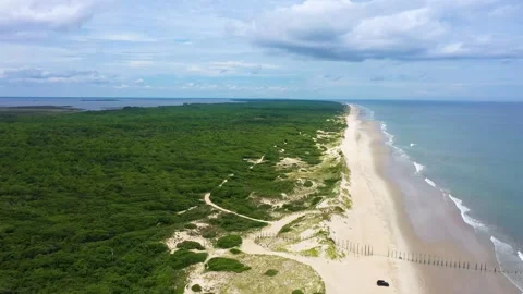 Aerial View of False Cape State Park and Back Bay National Wildlife Refuge Stock Footage 247991408