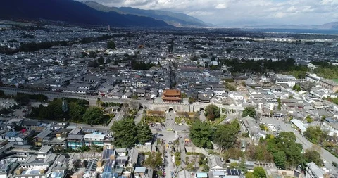 Aerial View of Famous Dali Ancient City in China Stock Footage 101837140