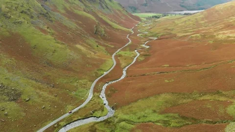 Aerial view of the famous Honister Pass, Lake District region, UK Vídeo Stock 252153001