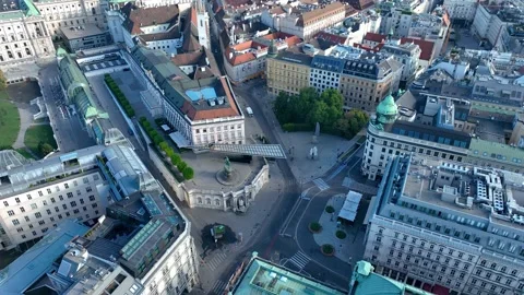 Aerial view of famous Vienna Opera house (Wiener Staatsoper) and the Art Gallery Stock Footage 237921147