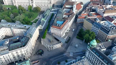 Aerial view of famous Vienna Opera house (Wiener Staatsoper) and the Art Gallery Stock Footage 240761395