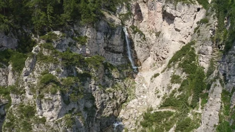Aerial view of the Fanes waterfall complex in Trentino Alto Adige Stock Footage 287952904