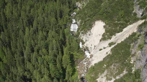 Aerial view of the Fanes waterfall complex in Trentino Alto Adige Video stock 287953579