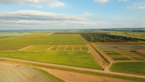 Aerial view of farmland. Stock Footage