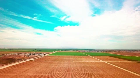Aerial view of farmland to see rectangular patterns and shapes. 4K Stock Footage 108312080