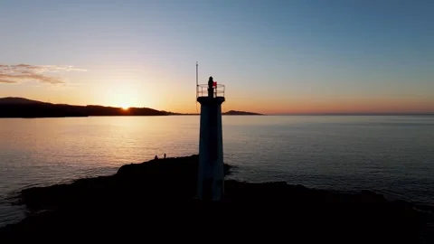 Aerial View Of Faro baliza do Lago During Sunset Stock Footage 295124184