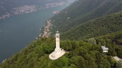 Aerial view of the Faro Voltiano Volta Stock Video Pond5